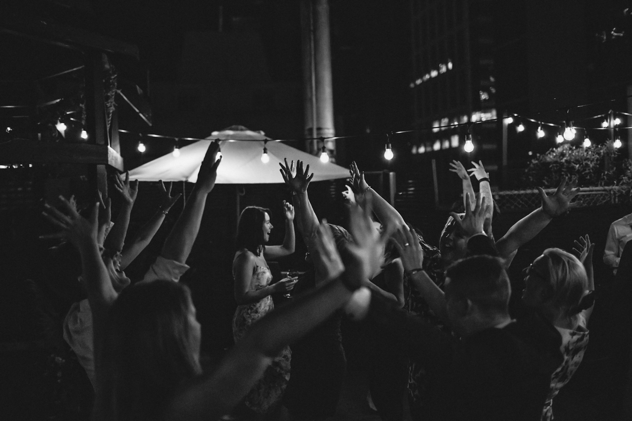 Crowd Dancing Black & White