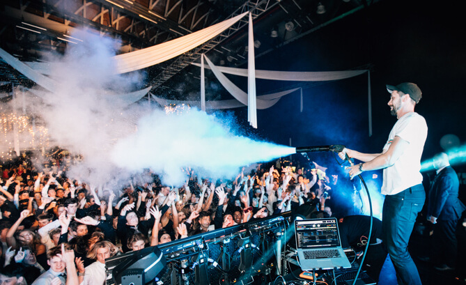 dj firing co2 cannon at school ball